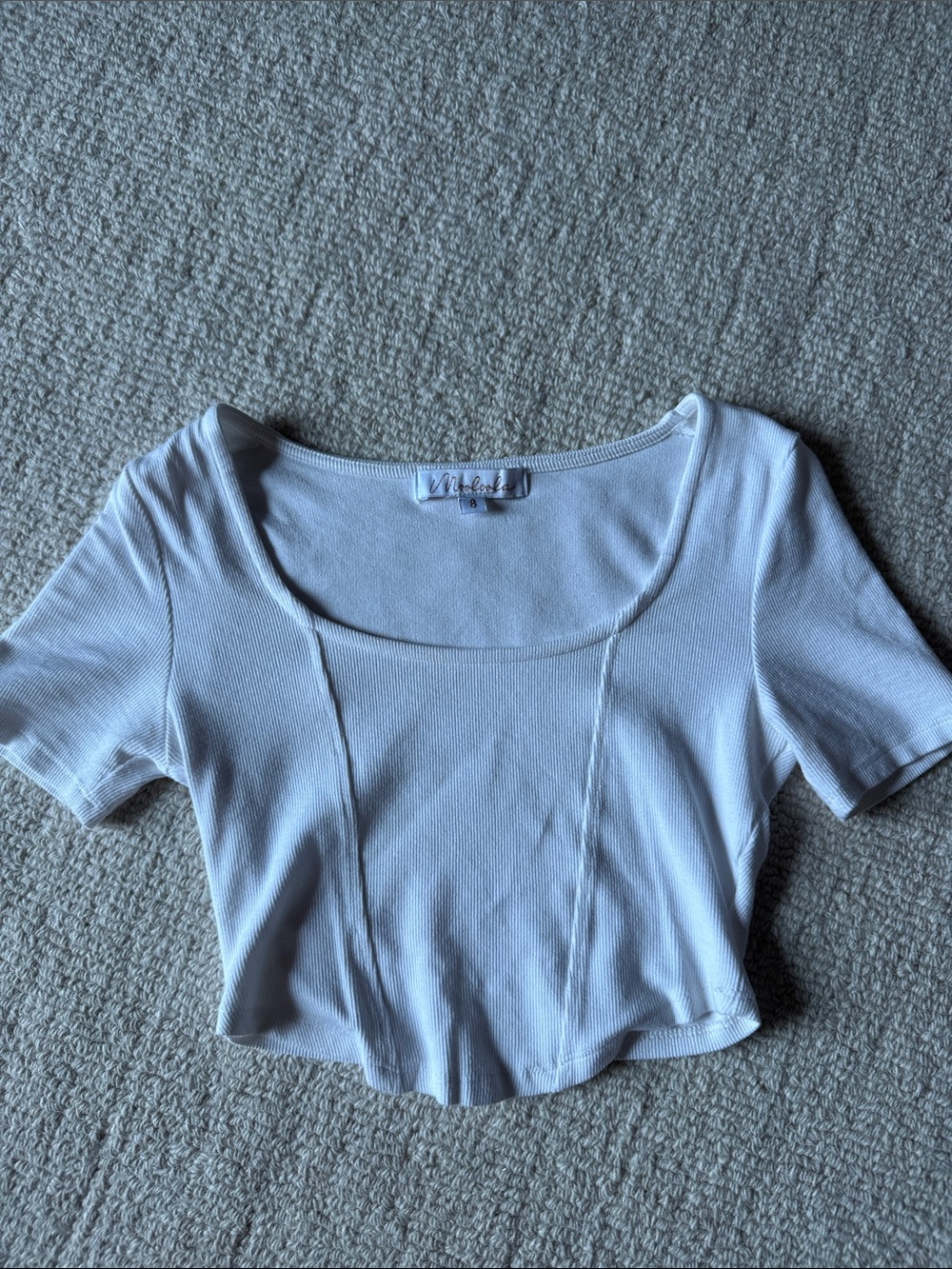 White Scoop Neck Ribbed Crop Top
